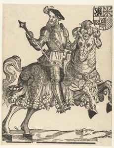 Portret van hertog Willem van Kleef, Gulik en Berg, graaf van Mark, heer van Ravenstein te paard