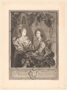 Portret van Hyacinthe Rigaud aan zijn schildersezel