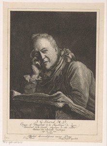 Portret van J. G. Hirzel op 70-jarige leeftijd
