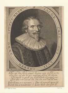Portret van Jacob Cats op 57-jarige leeftijd