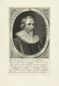 Portret van Jacob Cats op 58-jarige leeftijd