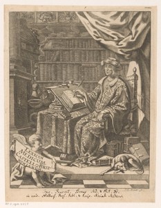 Portret van Jacob Pancratius Bruno in zijn studeerkamer