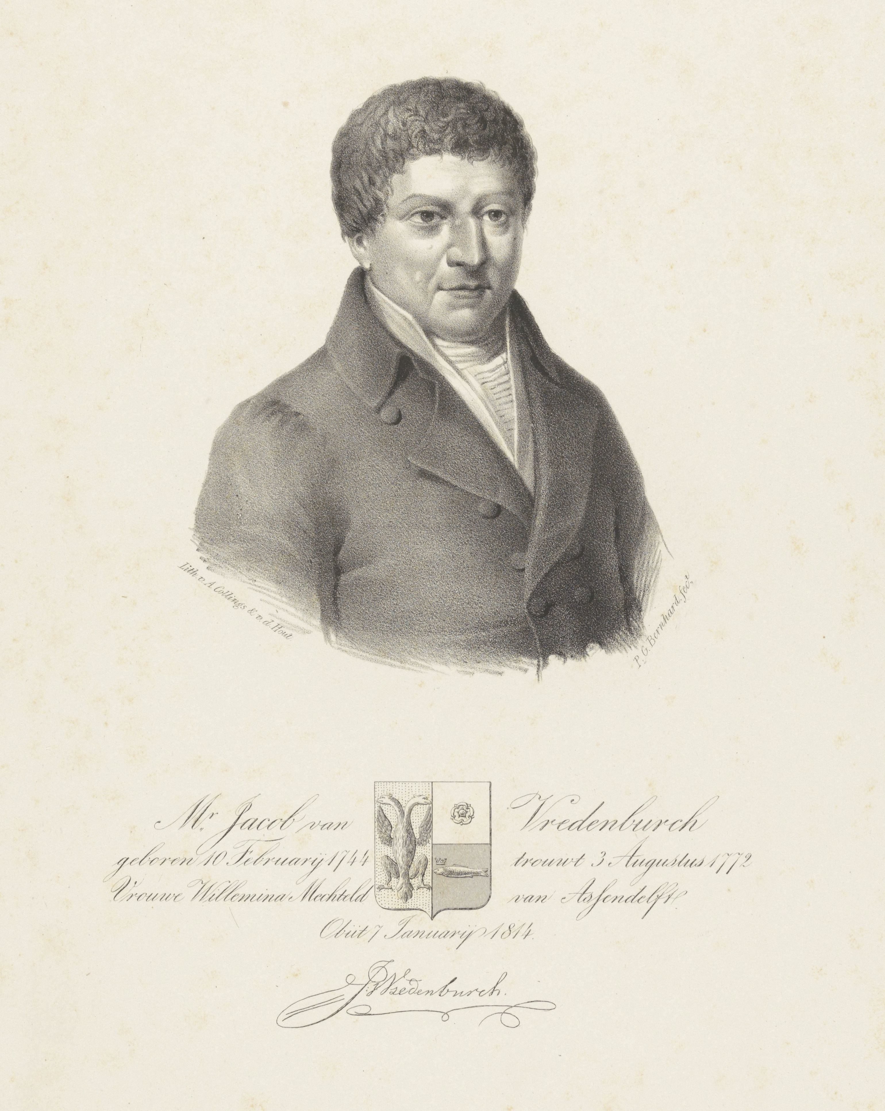 Portret van Jacob van Vredenburch by Pieter Gerardus Bernhard