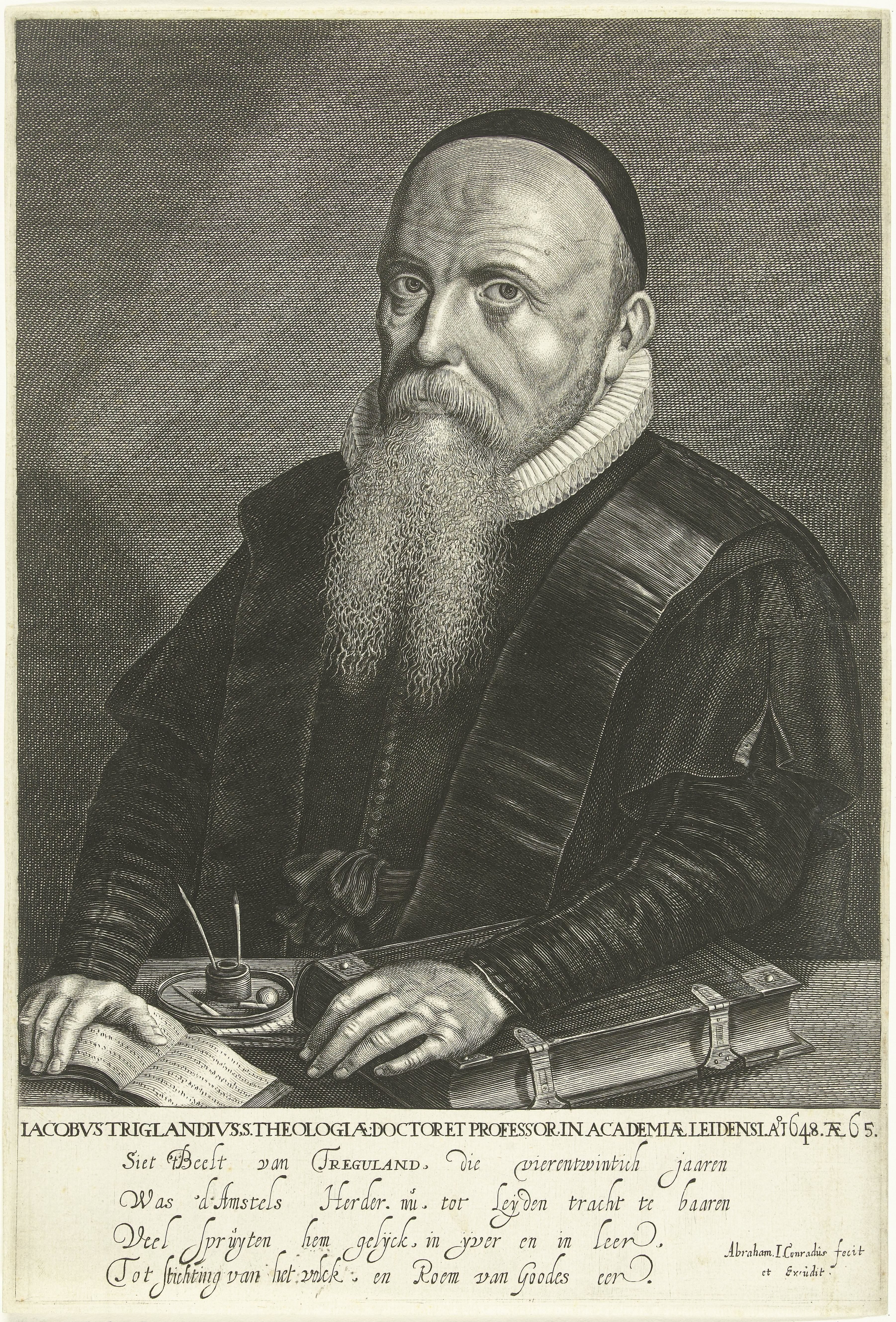 Portret van Jacobus Trigland by Abraham J. Conradus