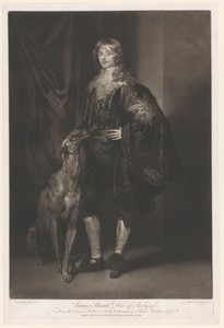 Portret van James Stuart met zijn hond