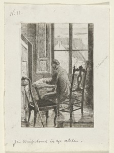 Portret van Jan Weissenbruch in zijn atelier