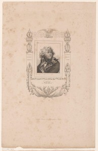 Portret van Jean-Baptise Kléber in een versierde cartouche