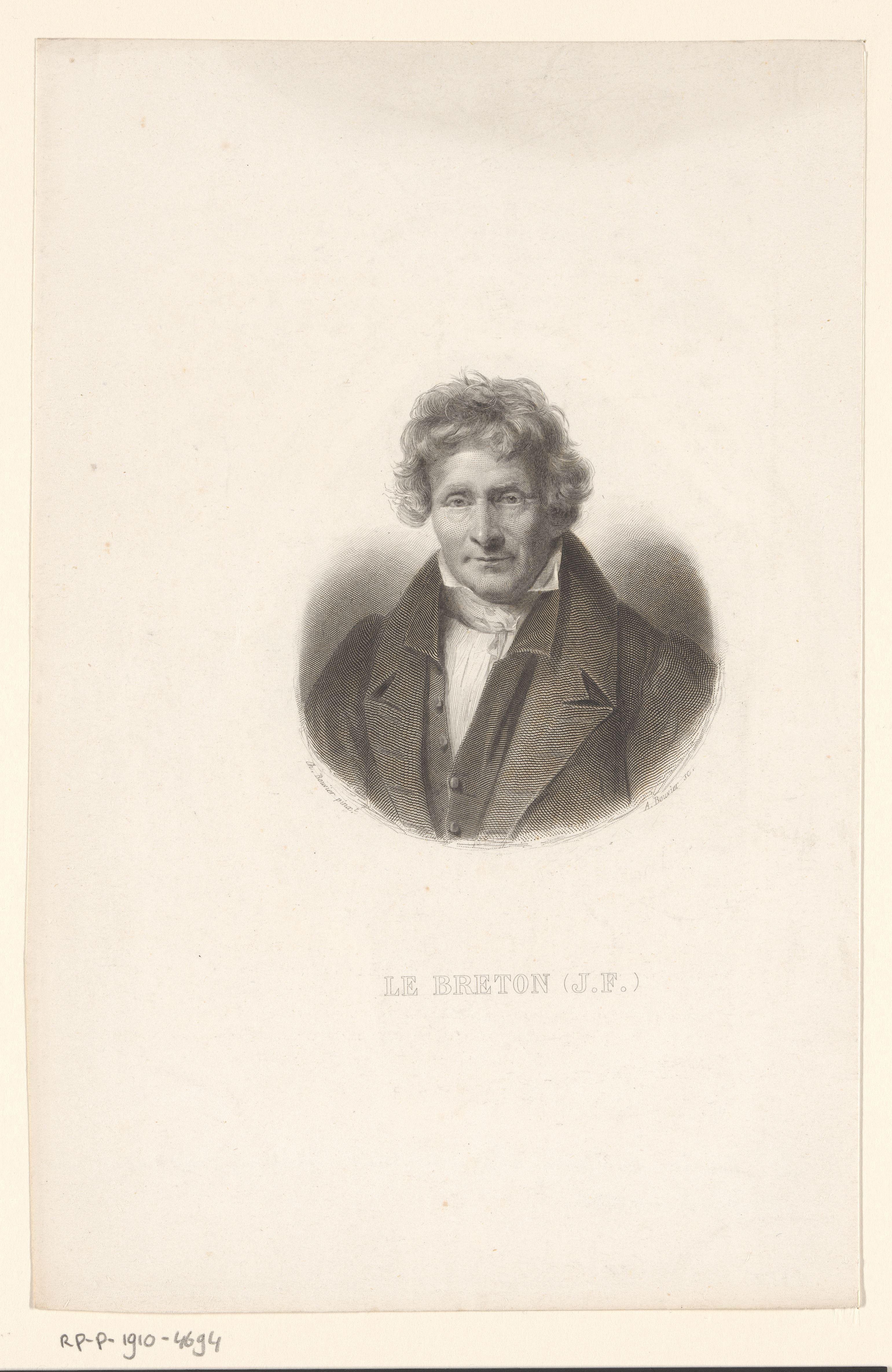 Portret van Jean François Le Breton by Abraham Bouvier