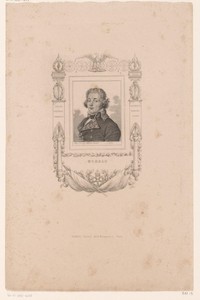 Portret van Jean Victor Marie Moreau in een versierde cartouche