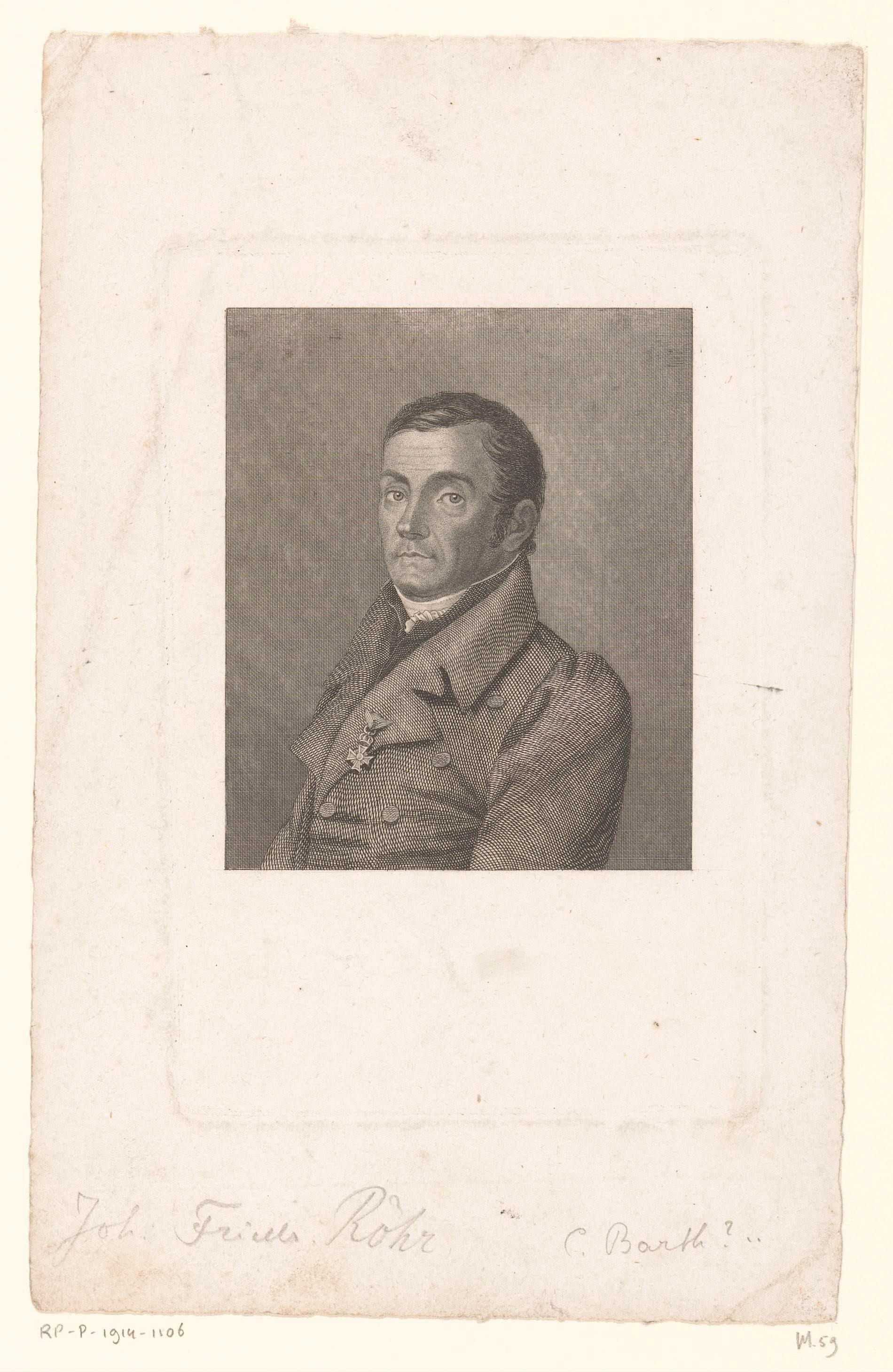 Portret van Johan Friedrich Röhr by Karl Barth