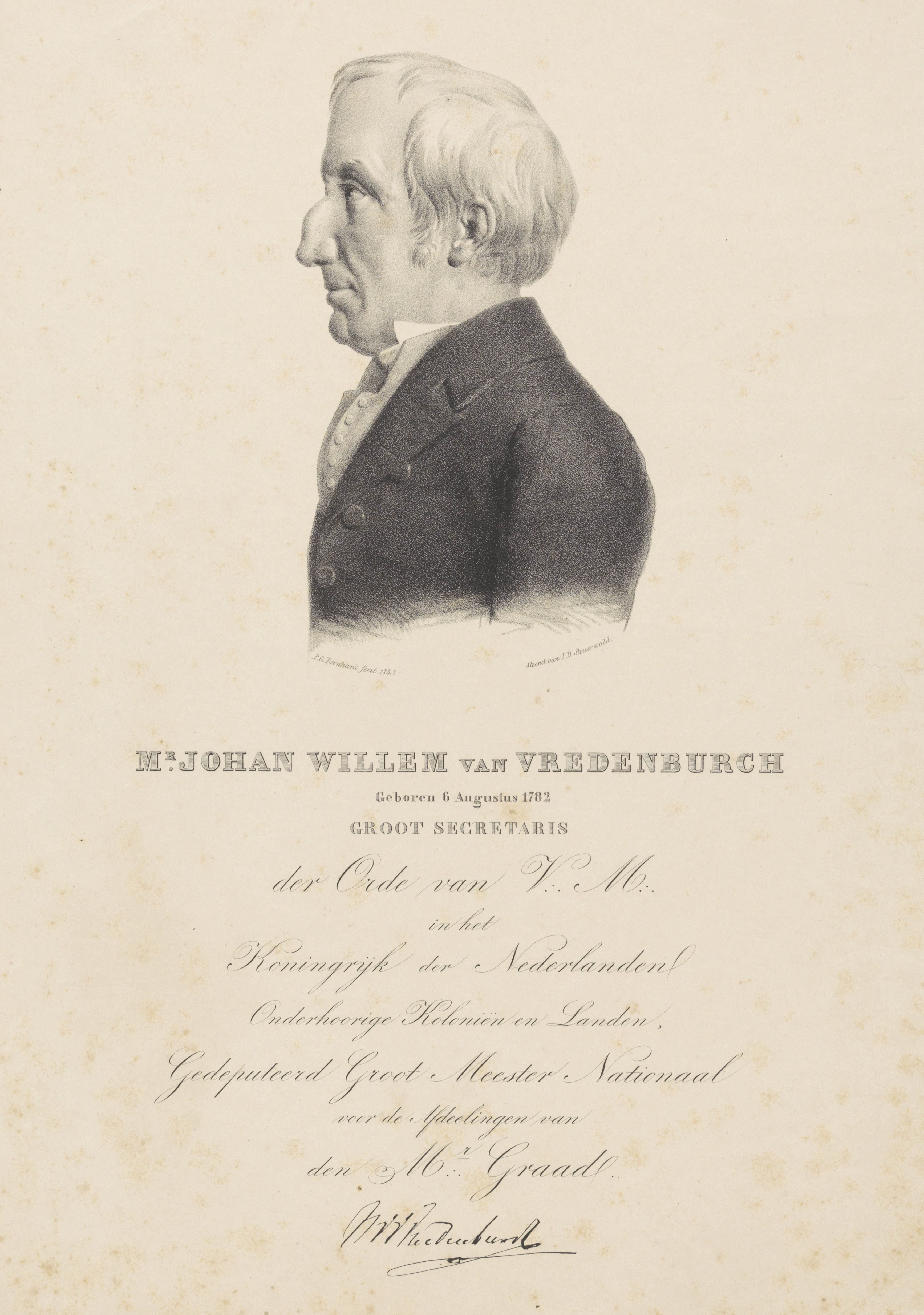 Portret van Johan Willem van Vredenburch by Pieter Gerardus Bernhard
