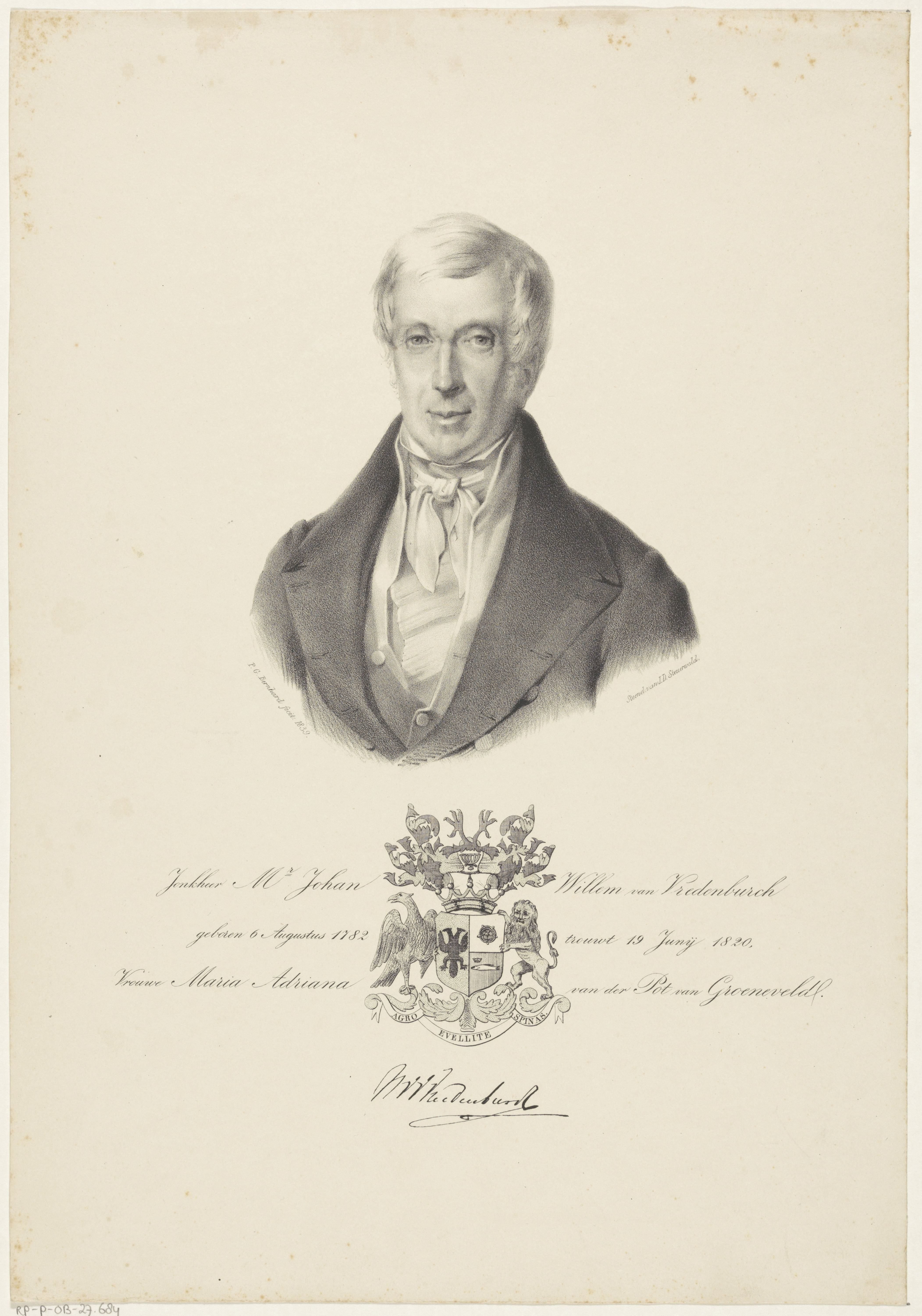 Portret van Johan Willem van Vredenburch by Pieter Gerardus Bernhard