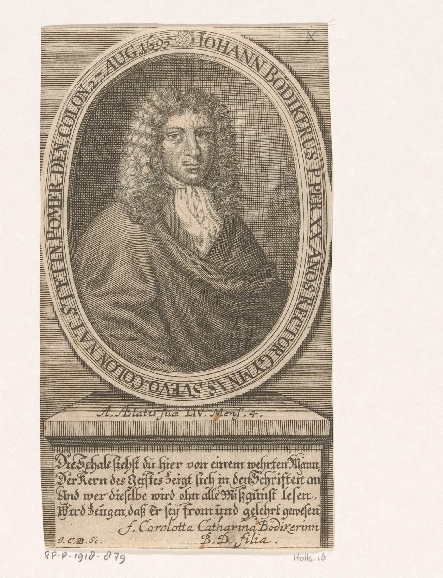 Portret van Johann Bödiker by Johann Christoph Boecklin