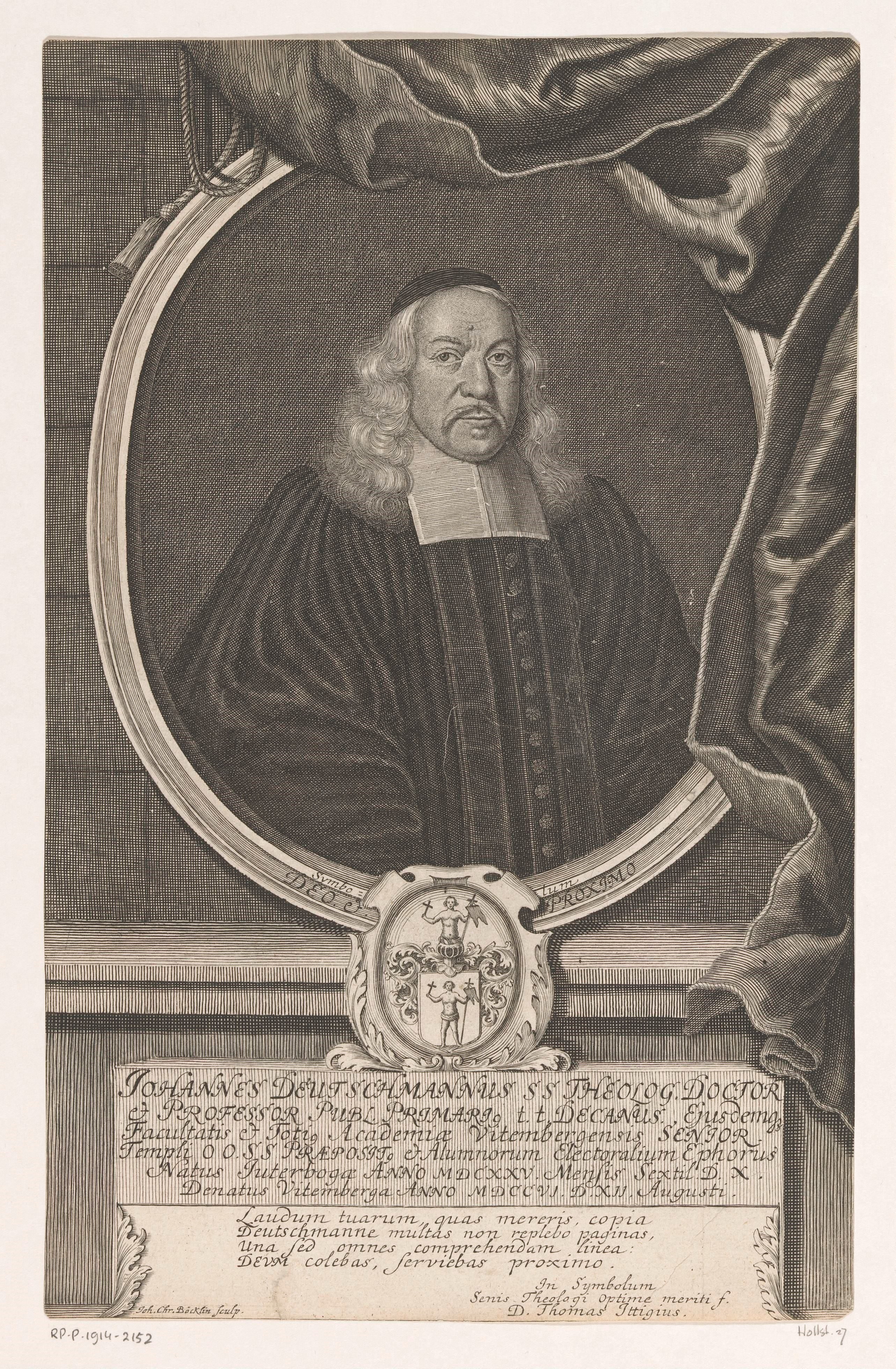 Portret van Johann Deutschmann by Johann Christoph Boecklin