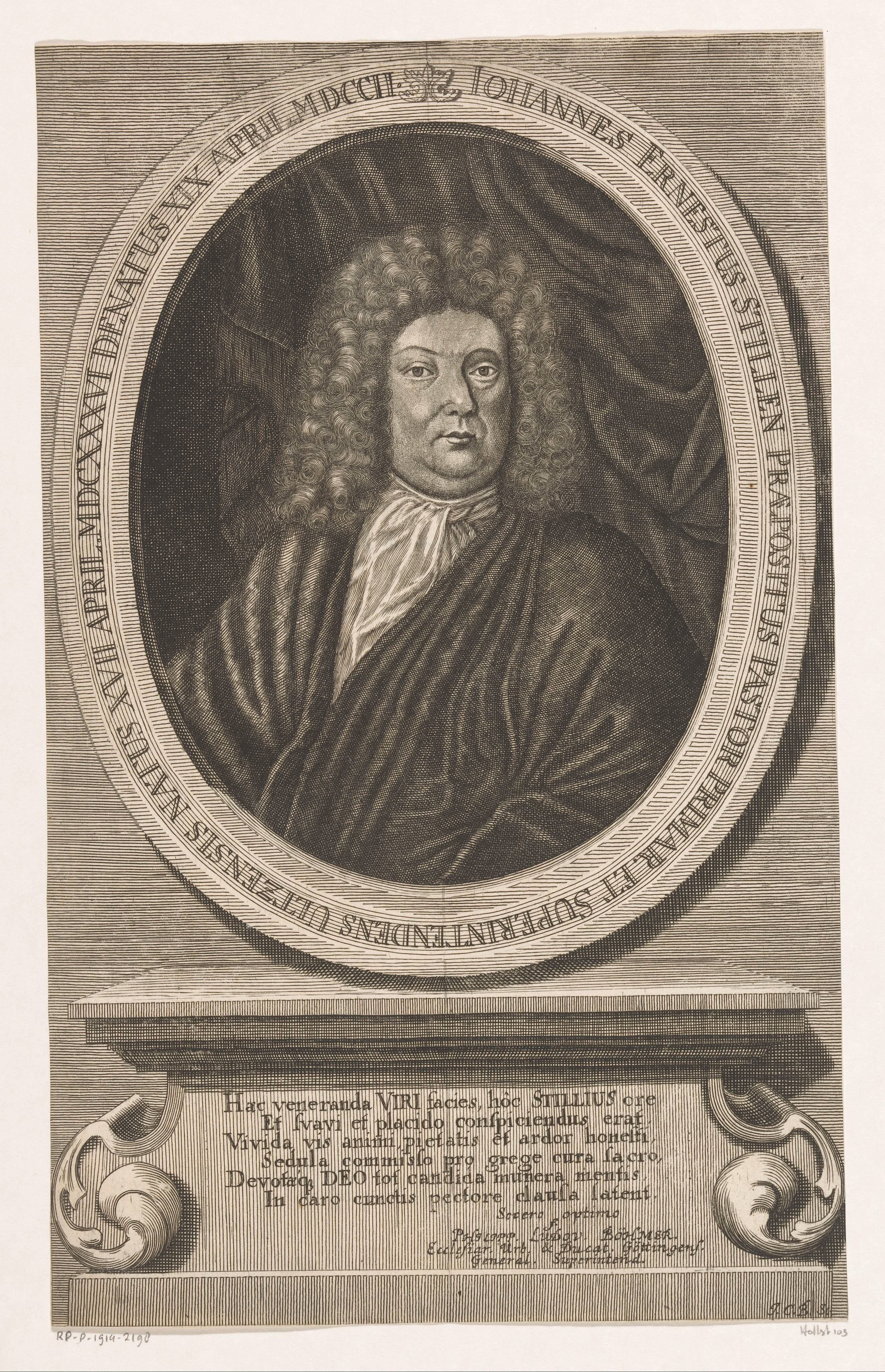 Portret van Johann Ernst Stille by Johann Christoph Boecklin