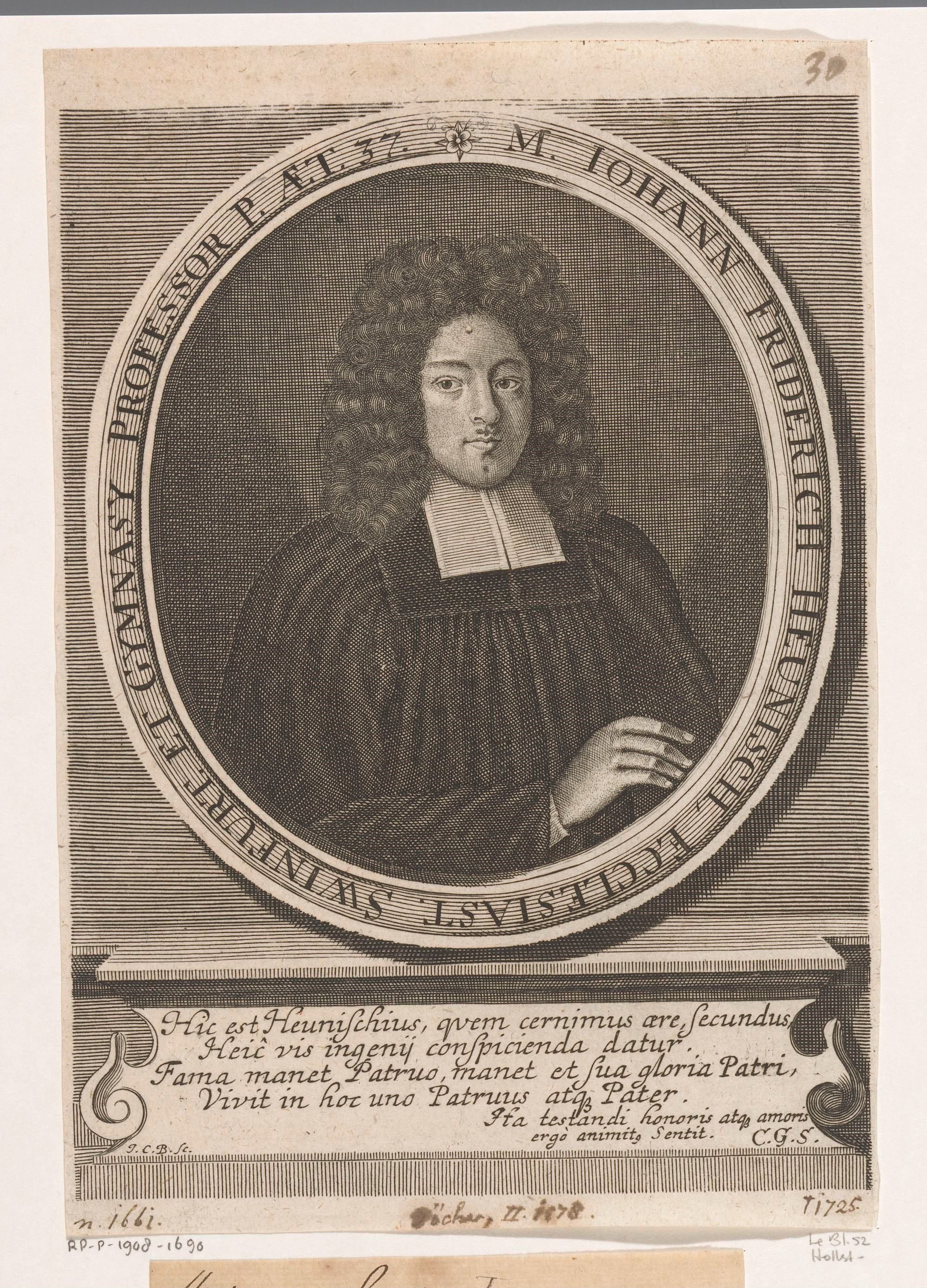 Portret van Johann Friedrich Heunisch by Johann Christoph Boecklin