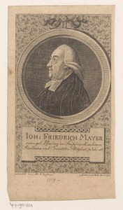 Portret van Johann Friedrich Mayer op 74-jarige leeftijd