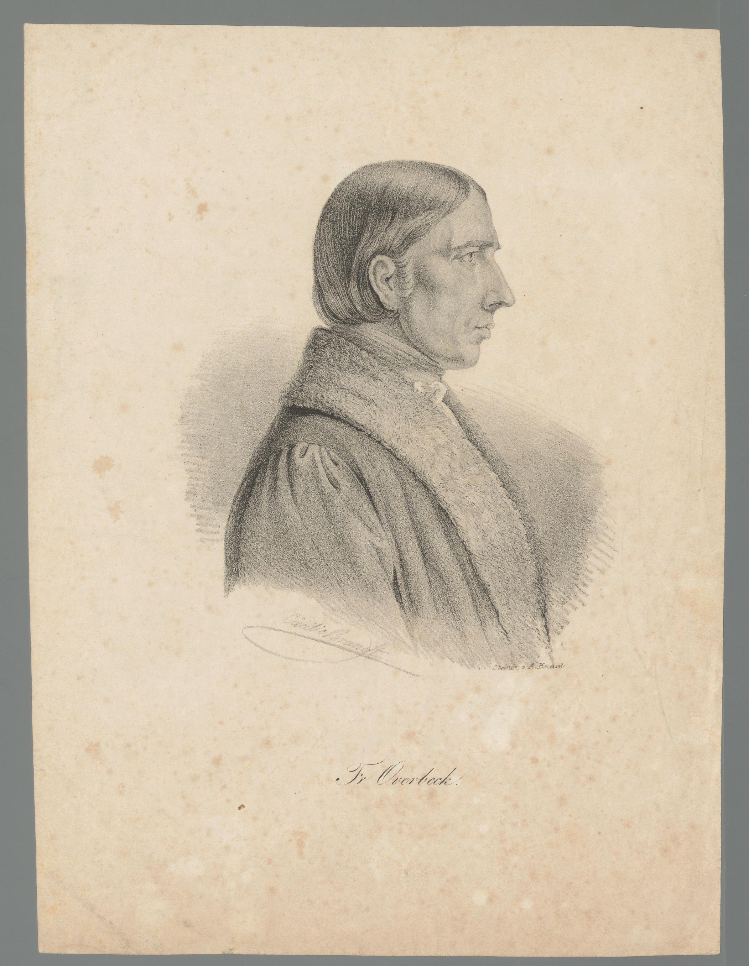 Portret van Johann Friedrich Overbeck by Cäcilie Brandt