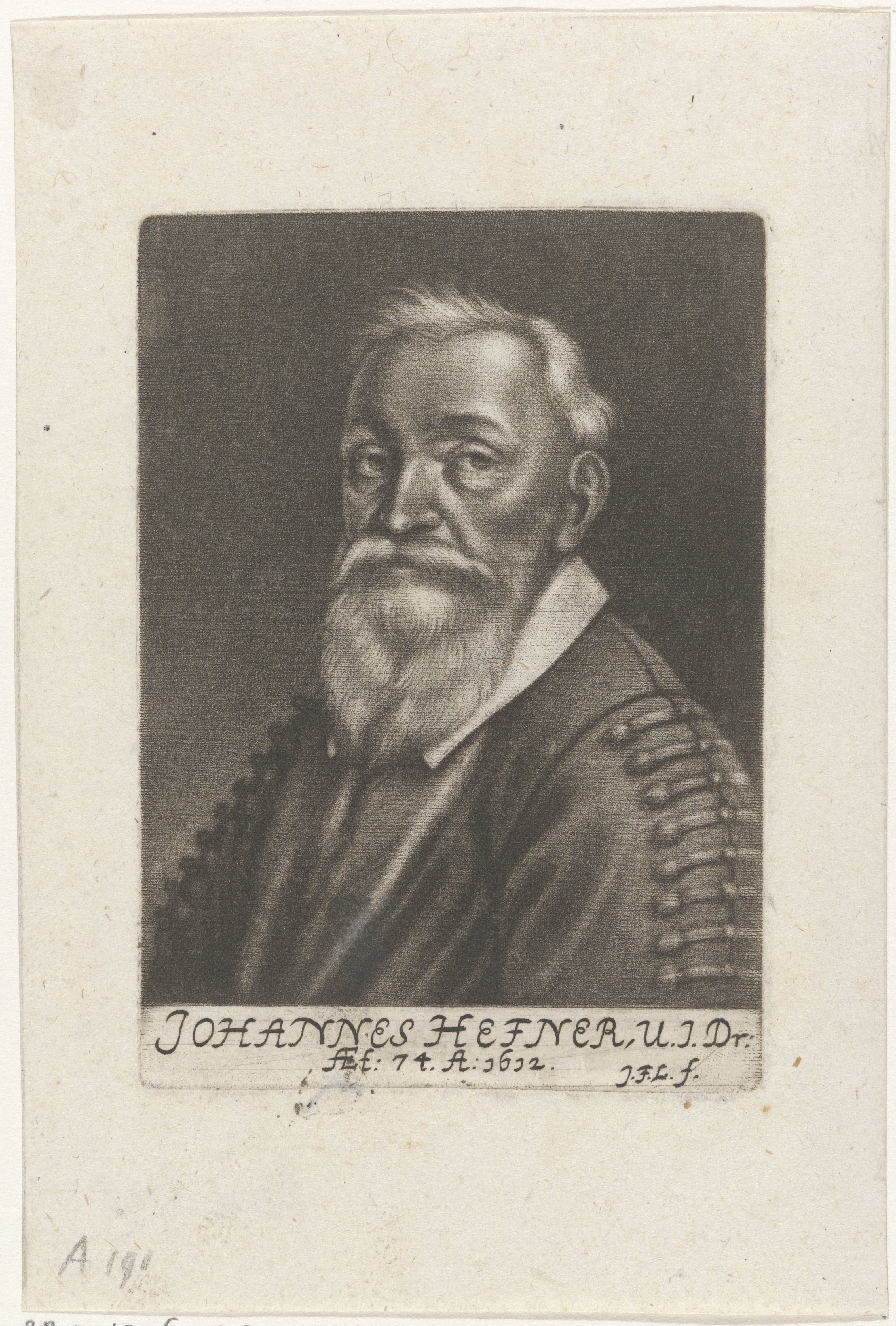 Portret van Johann Hefner op 74-jarige leeftijd by Johann Friedrich Leonard