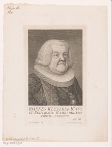 Portret van Johann Klefeker op 76-jarige leeftijd