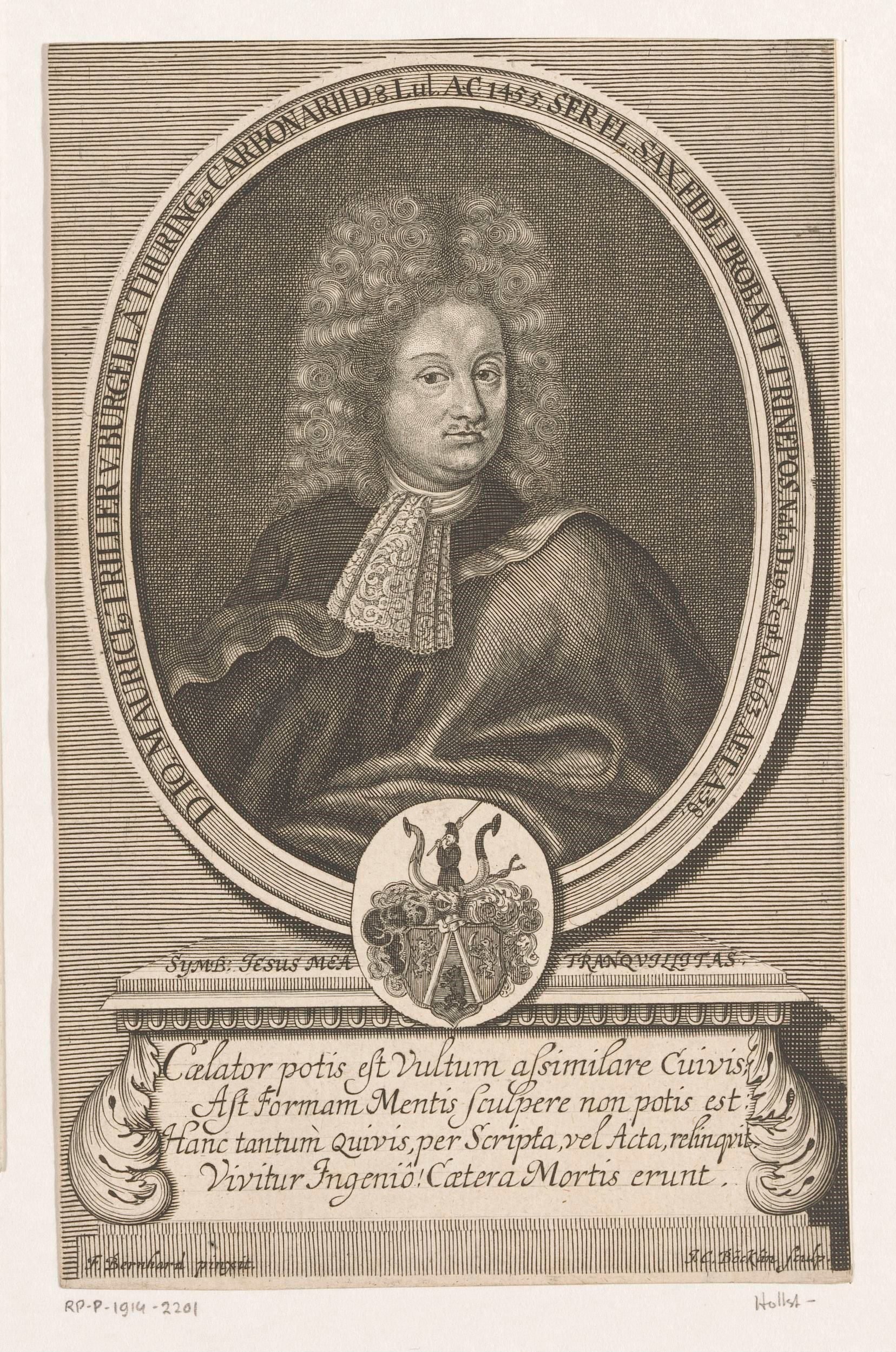Portret van Johann Moritz Triller by Johann Christoph Boecklin