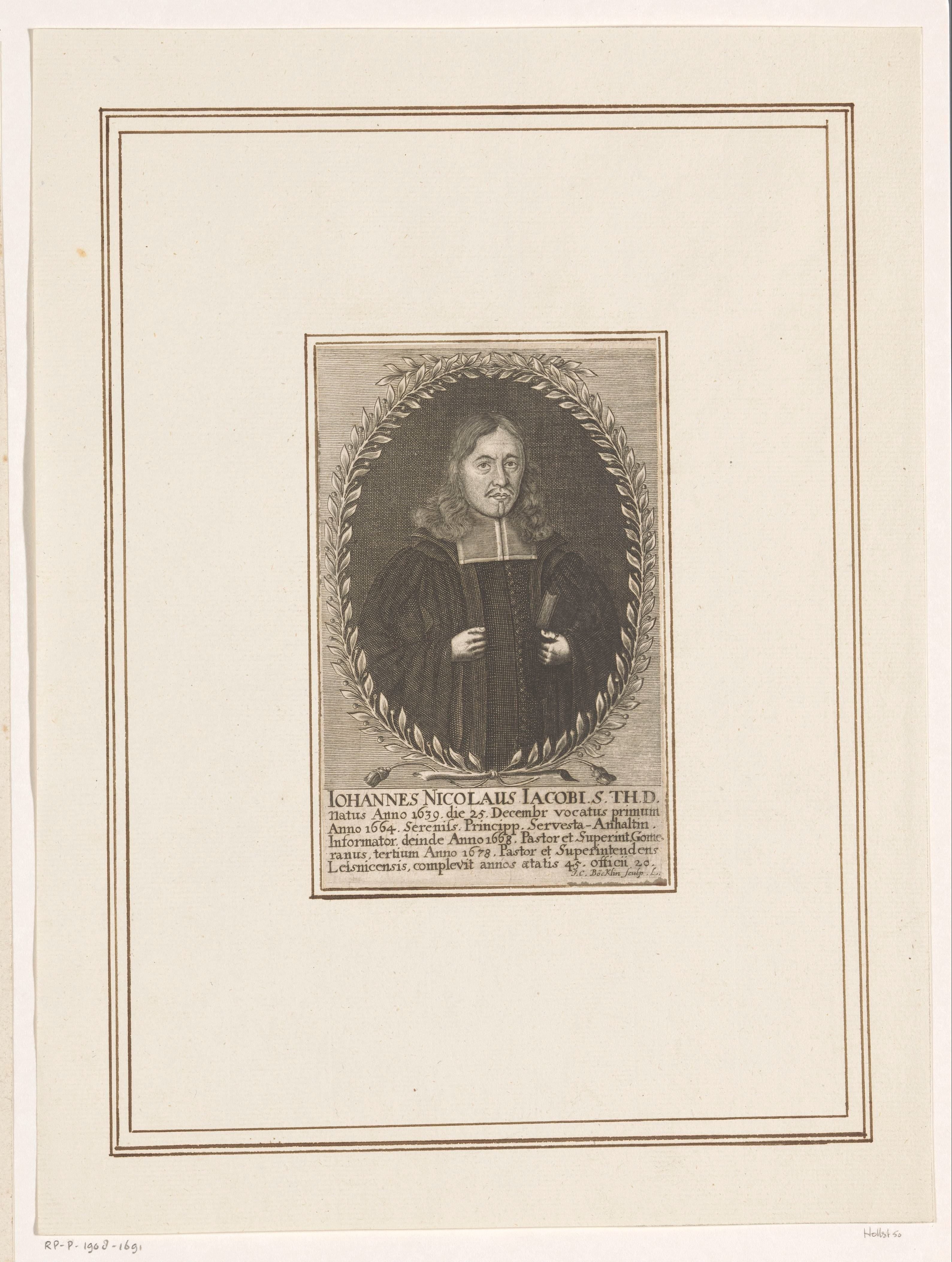 Portret van Johann Nicolaus Jacobi by Johann Christoph Boecklin