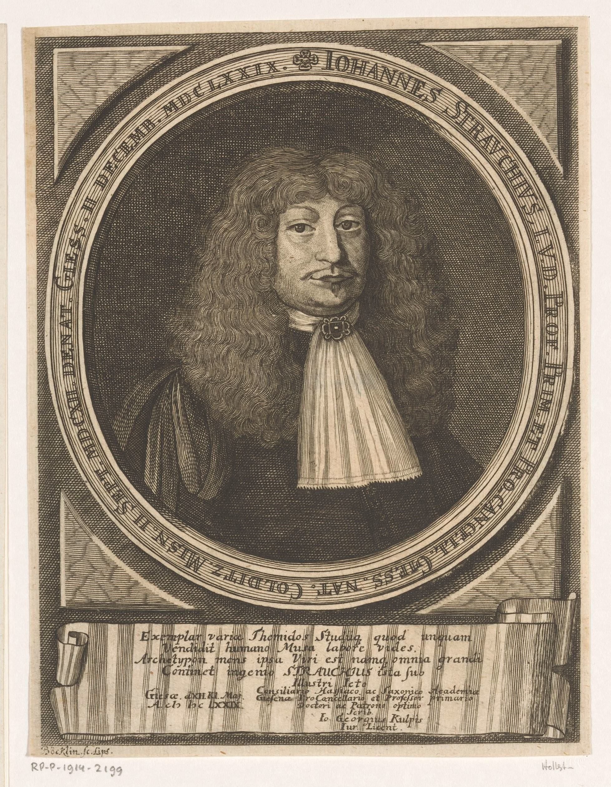 Portret van Johann Strauch by Johann Christoph Boecklin
