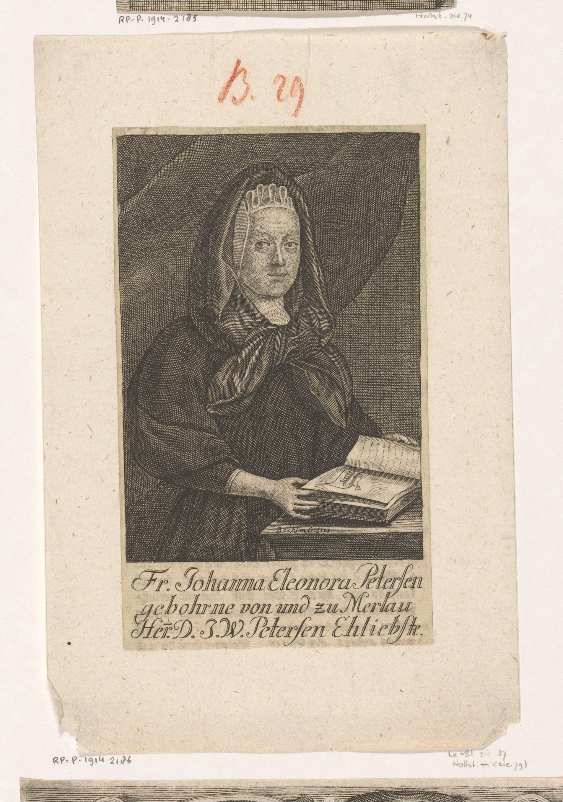 Portret van Johanna Eleonora Petersen by Johann Christoph Boecklin