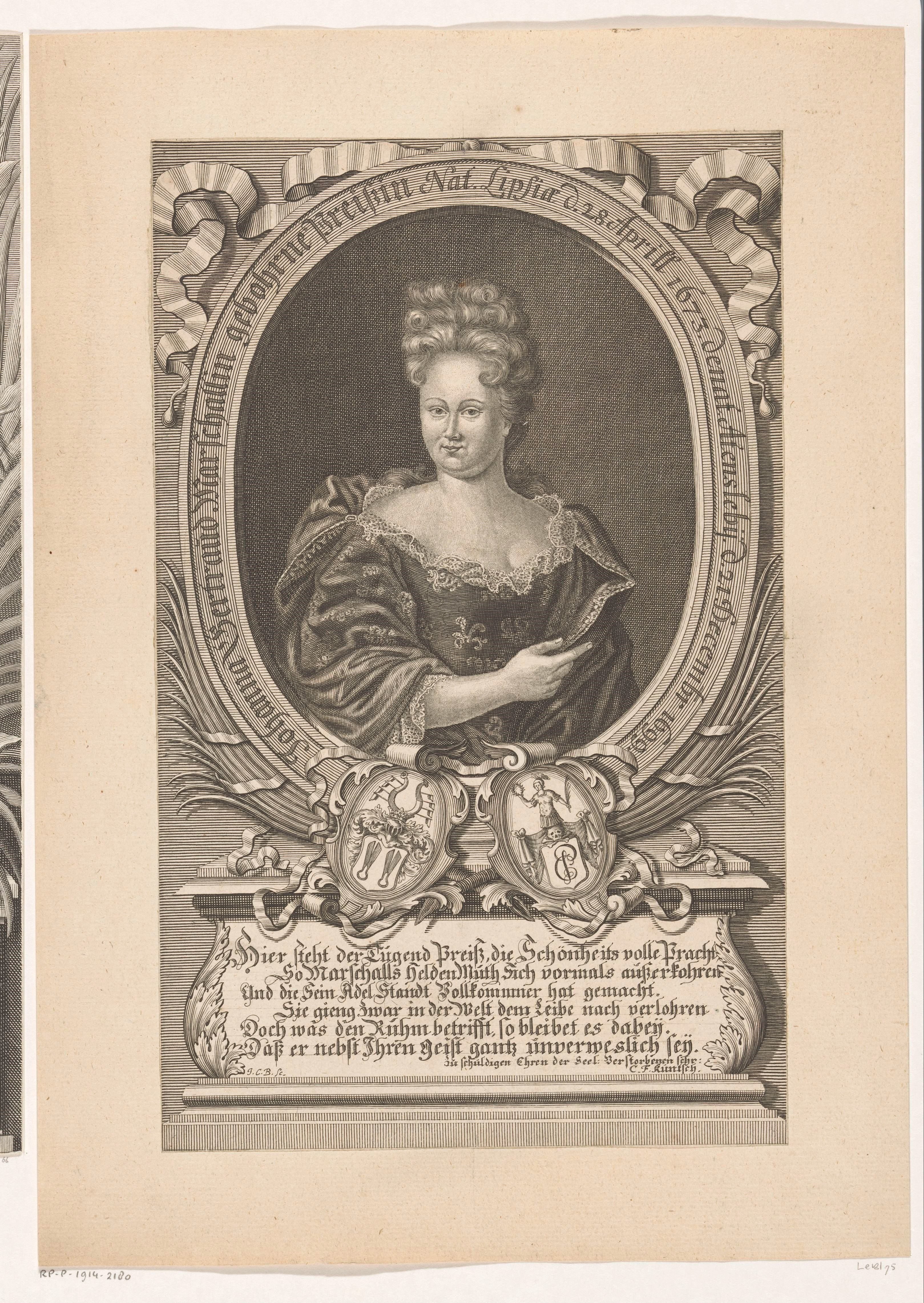 Portret van Johanna Gertraud Marschall by Johann Christoph Boecklin