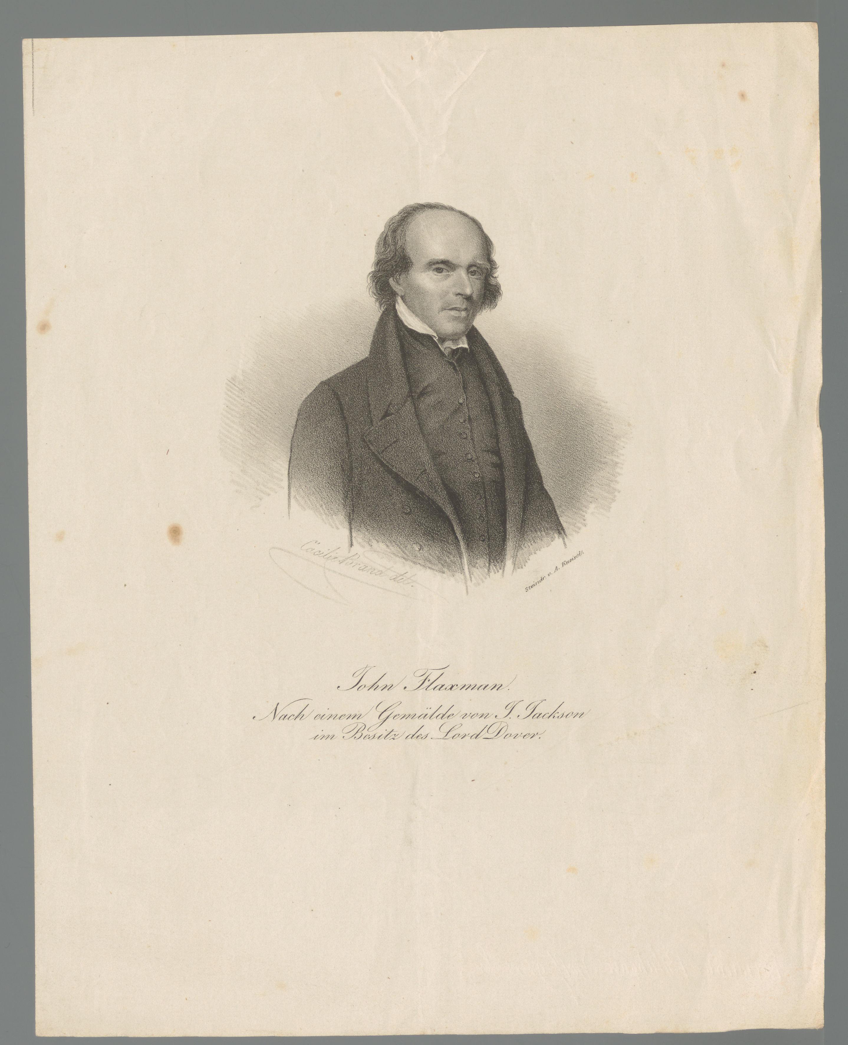 Portret van John Flaxman by Cäcilie Brandt