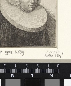 Portret van jonge vrouw met plooikraag
