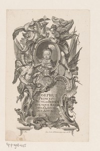 Portret van Jozef II in allegorische omlijsting