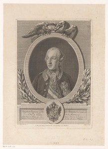 Portret van Jozef II in een ovale lijst met een adelaar