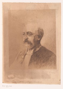 Portret van Jules Audent, burgemeester van Charleroi, driekwart naar links
