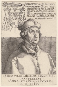 Portret van kardinaal Albert van Brandenburg op 29-jarige leeftijd