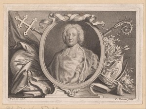 Portret van kardinaal François de Mailly in ovalen lijst
