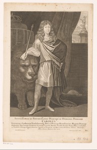 Portret van Karel XI, koning van Zweden, met leeuw