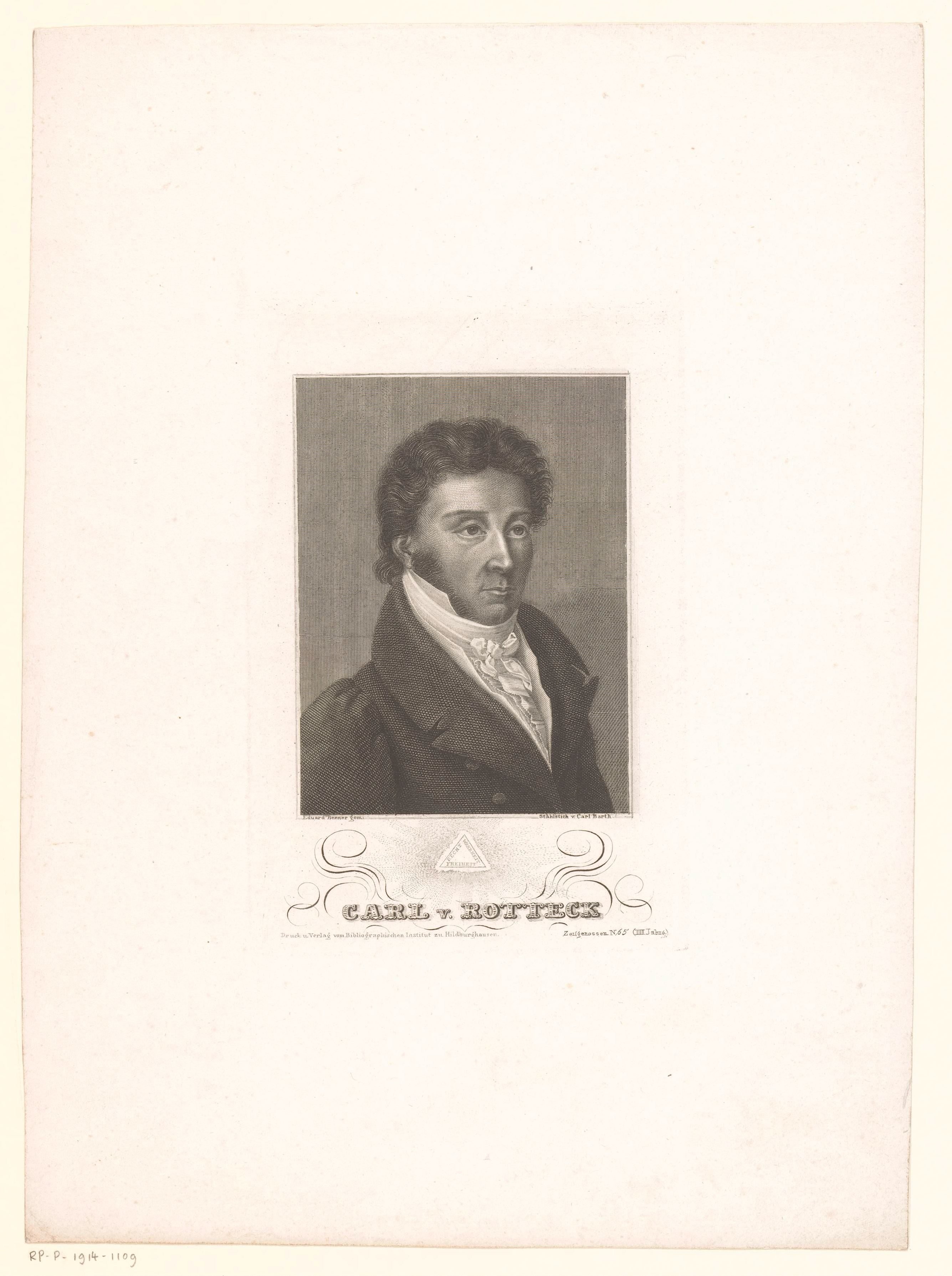 Portret van Karl von Rotteck by Karl Barth