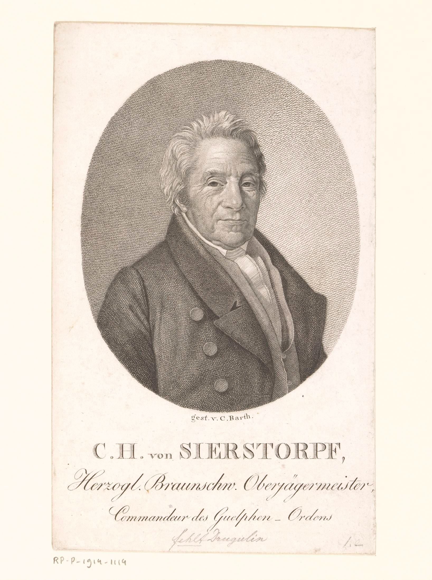 Portret van Kaspar Heinrich von Sierstorpff by Karl Barth
