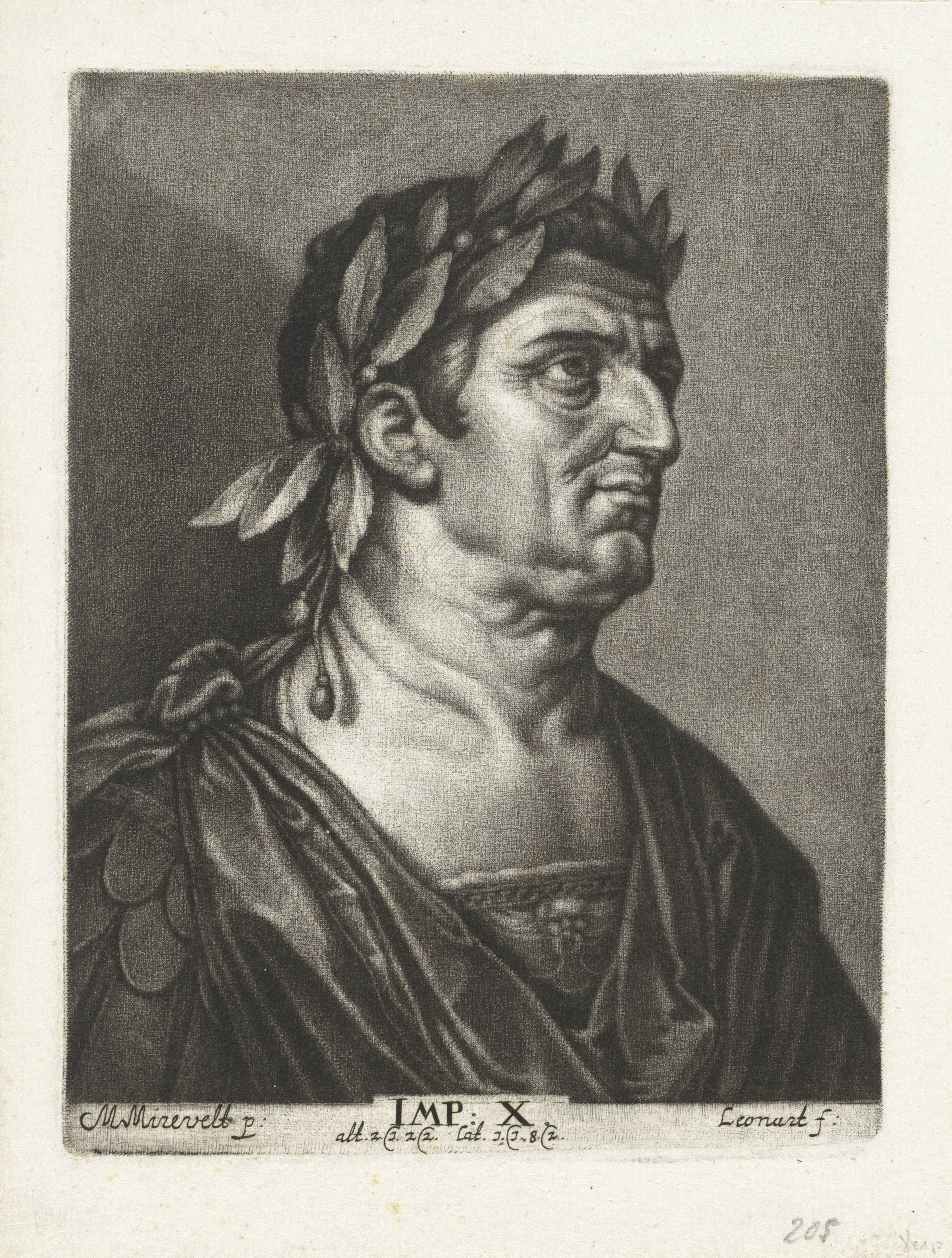 Portret van keizer Vespasianus by Johann Friedrich Leonard