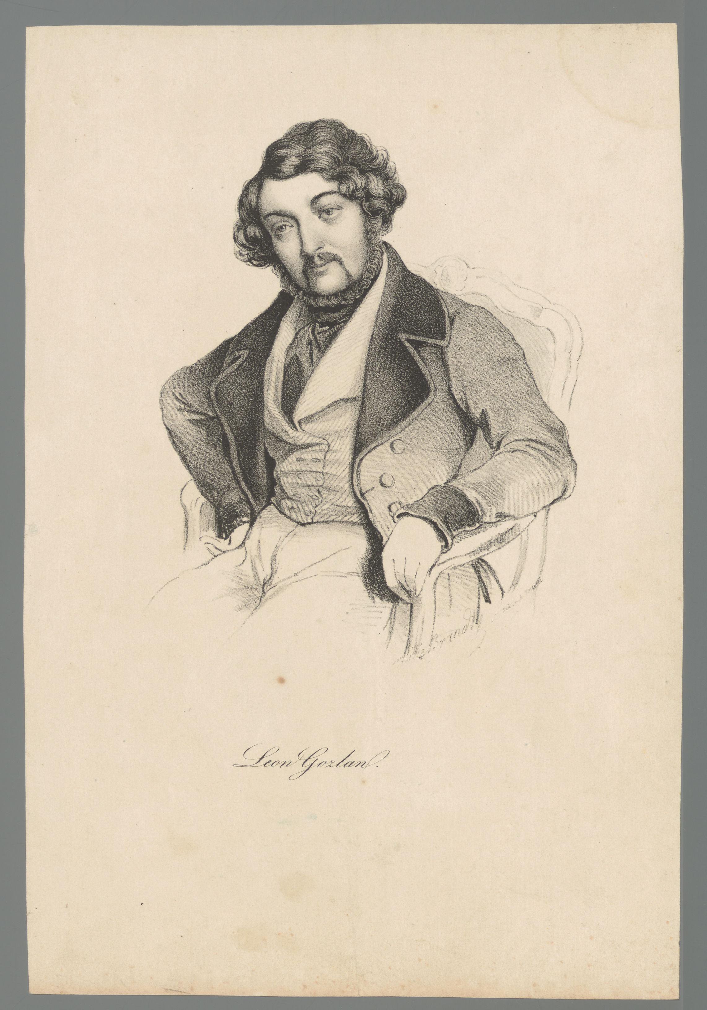 Portret van Léon Gozlan by Cäcilie Brandt