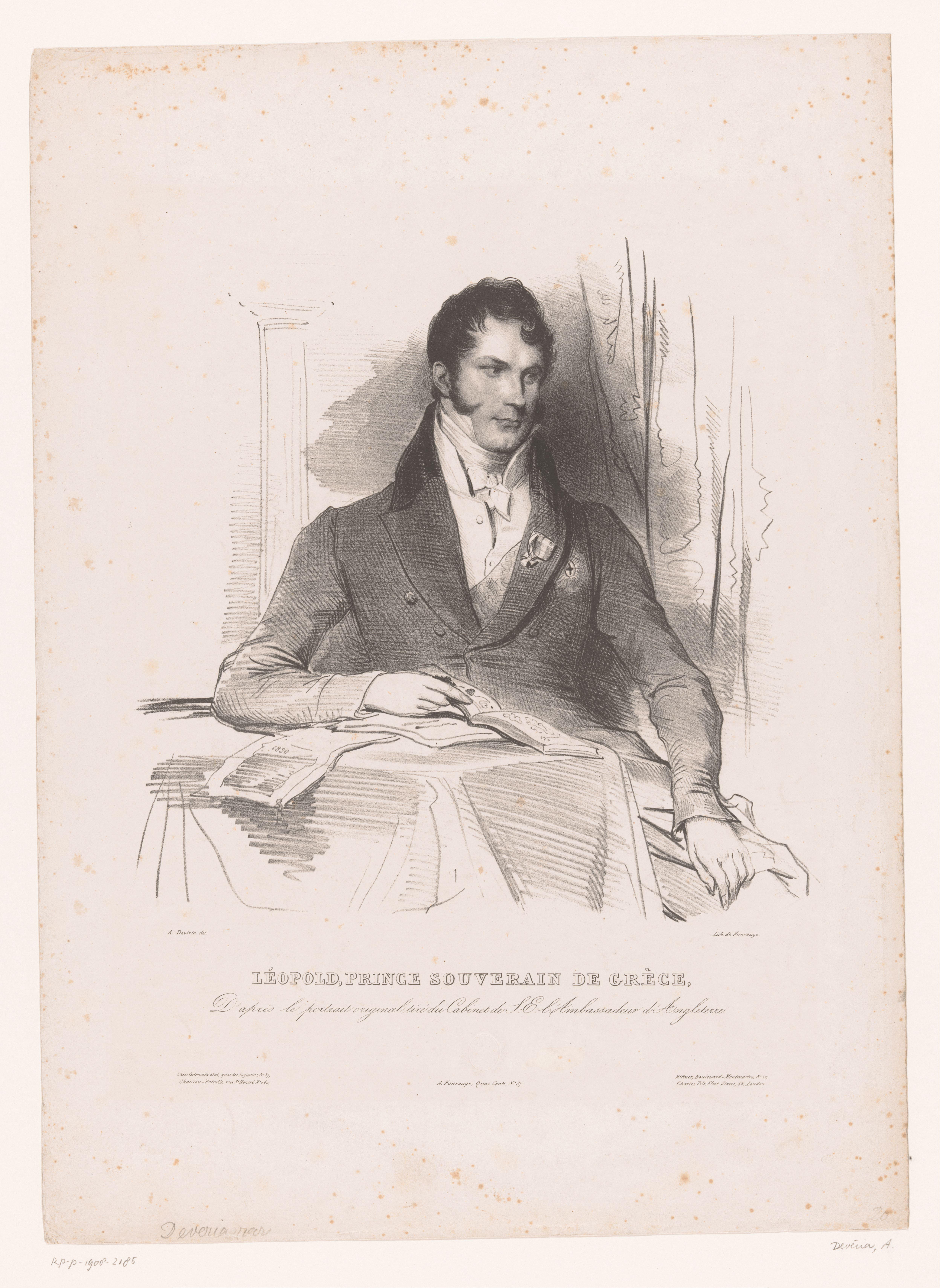 Portret van Leopold I van België by Achille Devéria