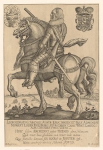 Portret van Leopold V van Oostenrijk te paard