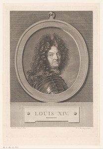 Portret van Lodewijk XIV in een medaillon