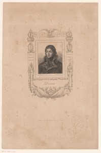 Portret van Louis-Charles-Antoine Desaix in een versierde cartouche