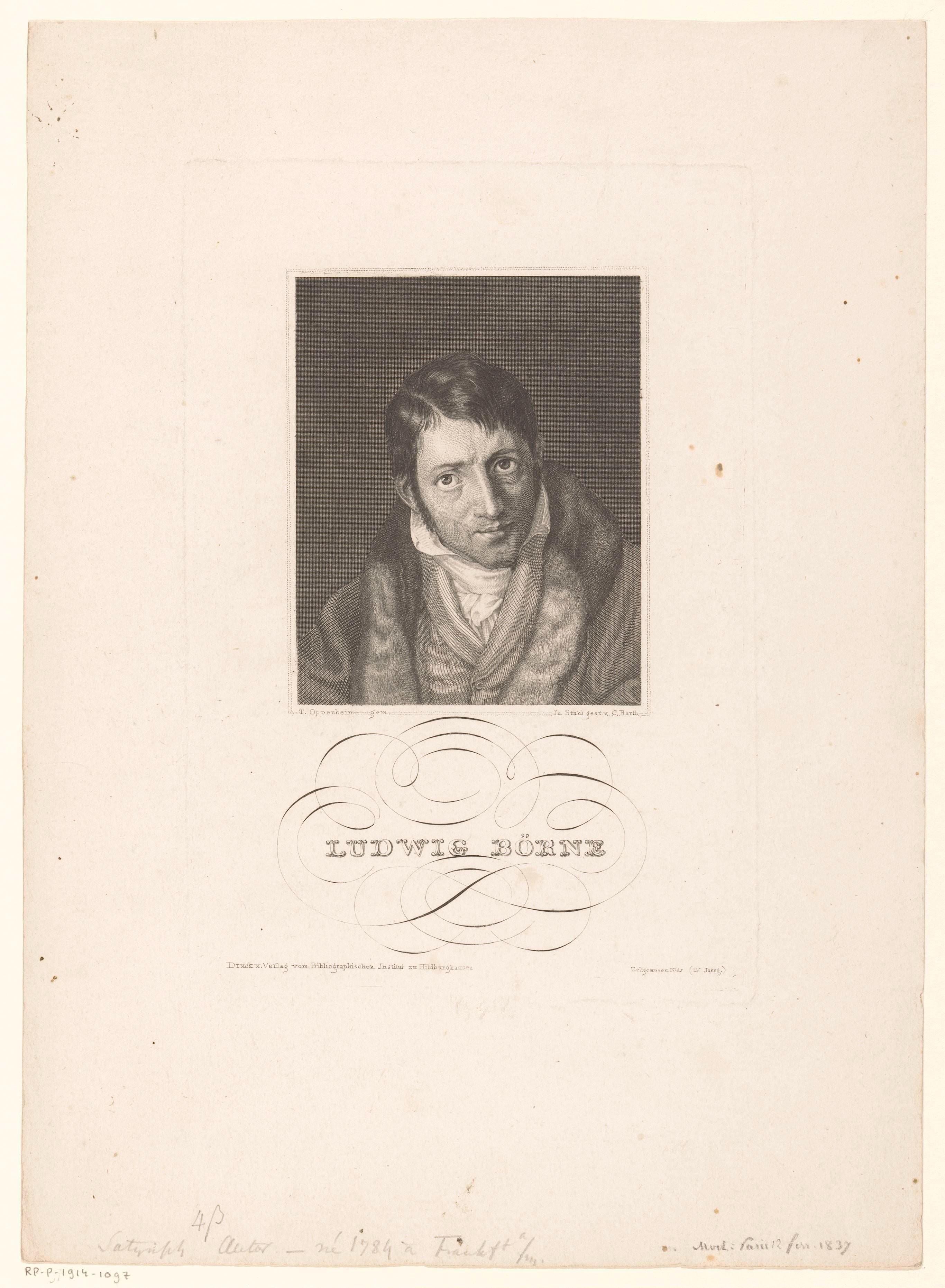 Portret van Ludwig Börne by Karl Barth