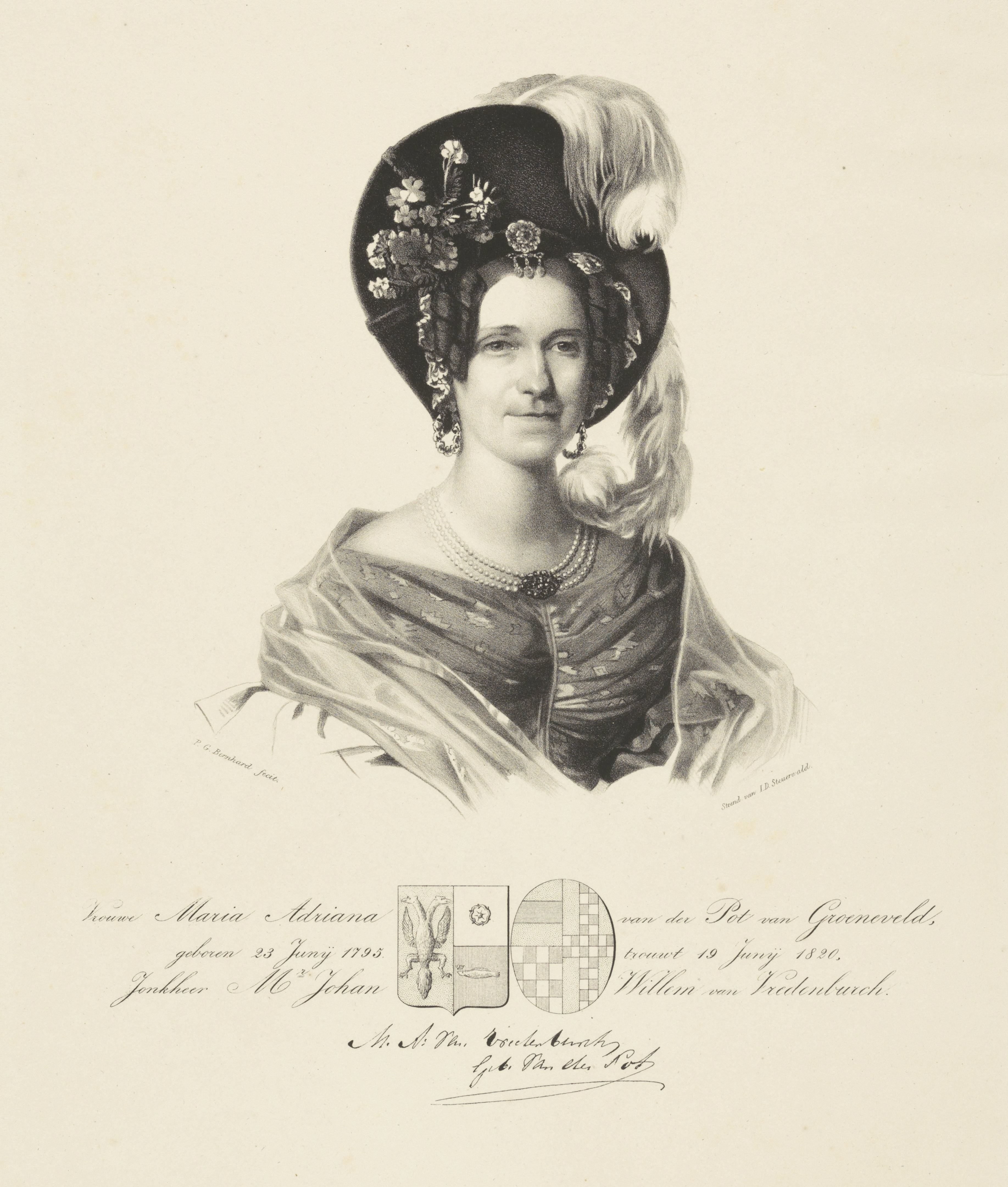 Portret van Maria Adriana van der Pot van Groeneveld by Pieter Gerardus Bernhard