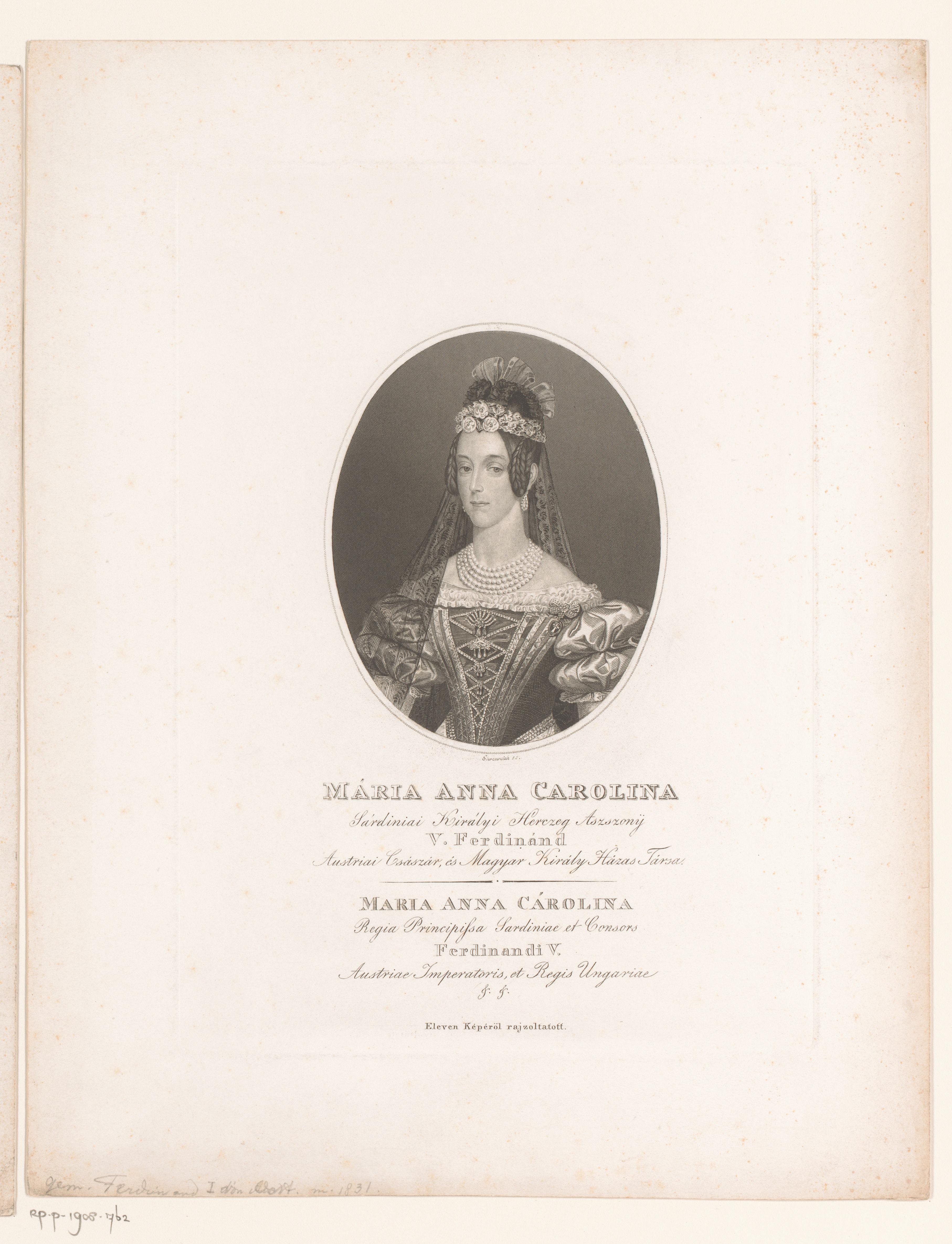 Portret van Maria Anna van Sardinië by Adam Sándor Ehrenreich