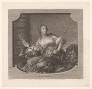 Portret van Maria-Anne de Mailly als de kardinale deugd 'Kracht'
