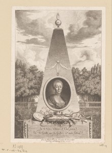 Portret van Maria Antonia van Beieren in een medaillon op een obelisk